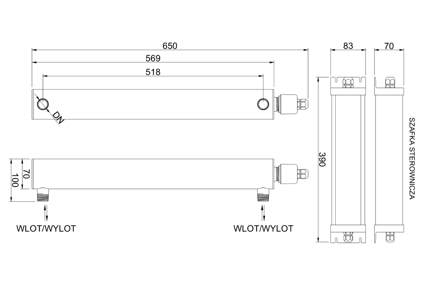 TMA_D4_schemat  i wymiary lampy UV 