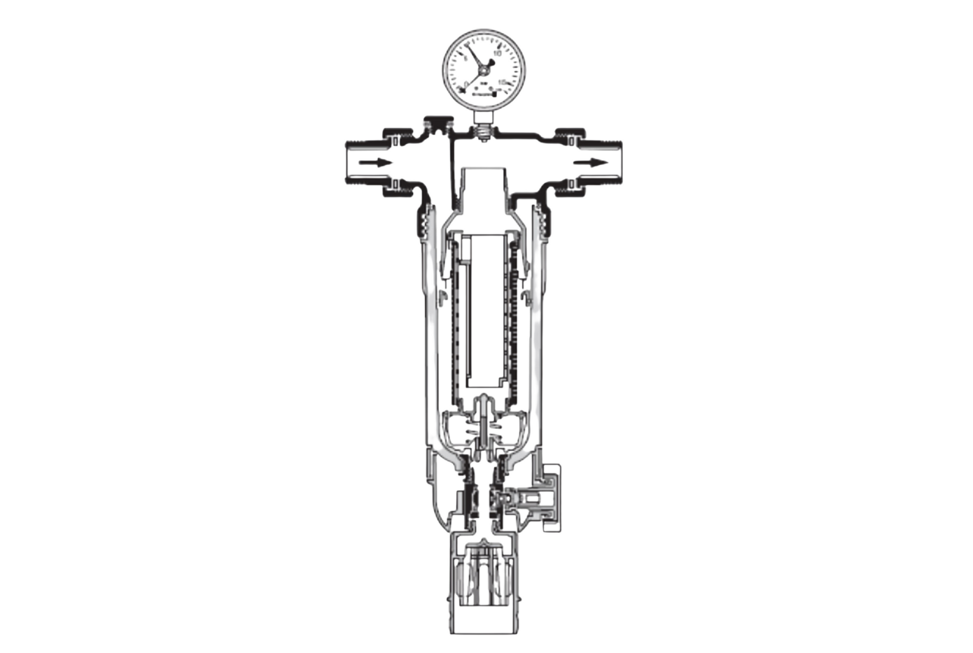 Szkic filtra wody F76S - rysunek techniczny