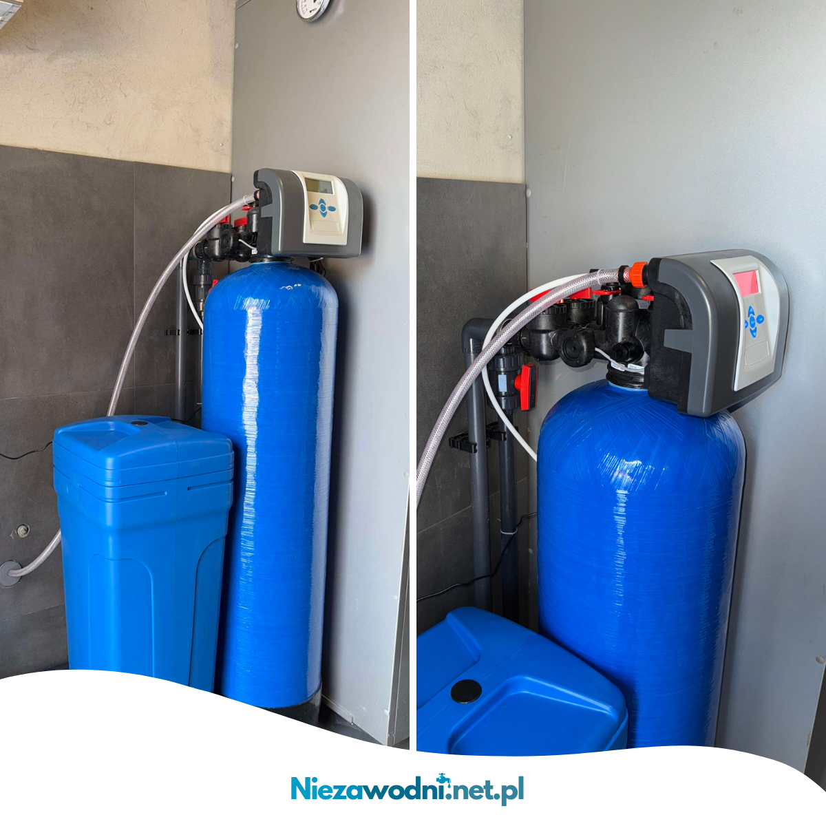 Dwczęściowa stacja wielofunkcyjna z głowicą Clack ws1ck zainstalwoana w kotłowni