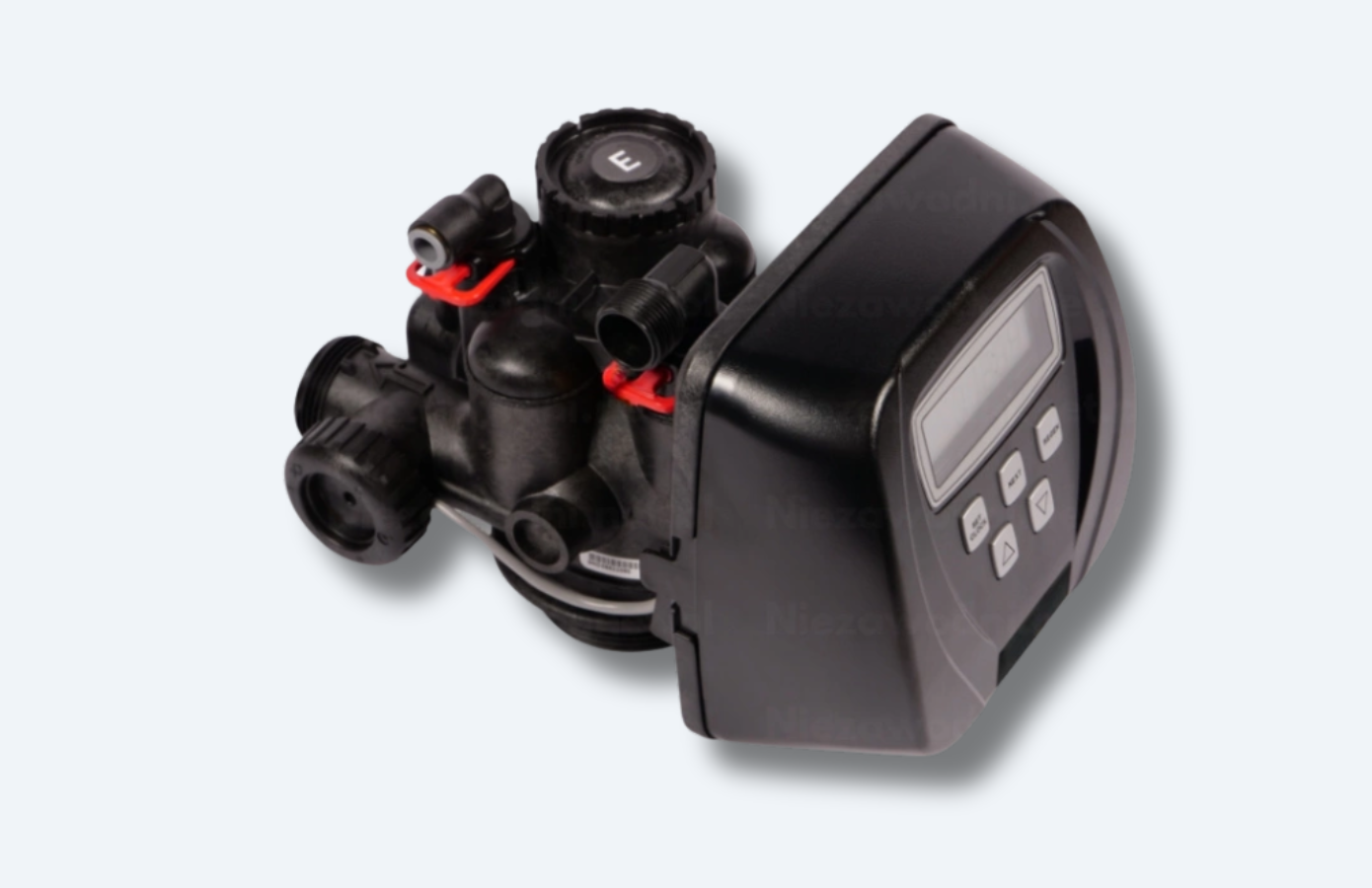 Głowica zmiękczacz wody Clack ws1ci - czarna z 5 przyciskami od góry z czerwoną zawleczką