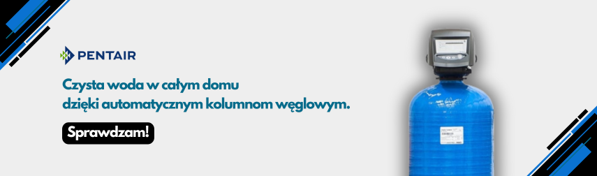 Automatyczne kolumny węglowe na cały dom - baner z kolumną węglową z głowicą logix
