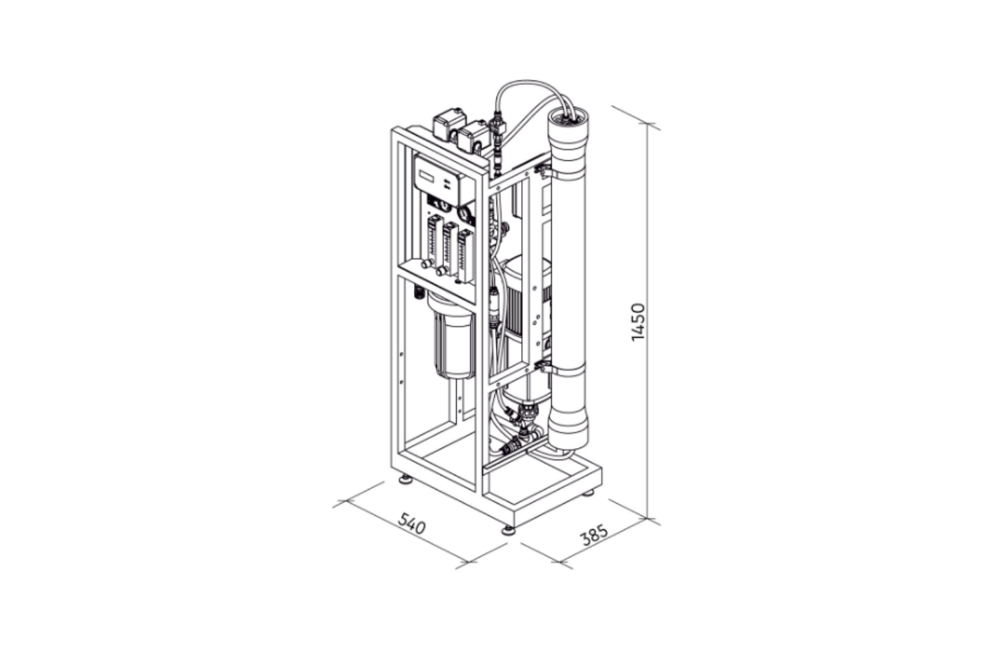 MO6500 4 calowy system przemysłowy odwróconej osmozy - lewy bok