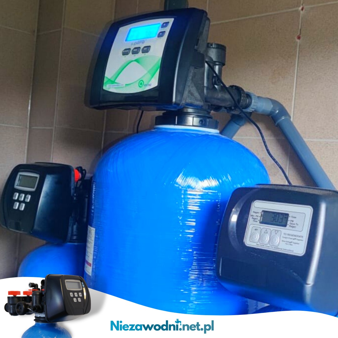 Odżelaziacz wody Oxyline z korektorem pH zainstalowane w kotłowni