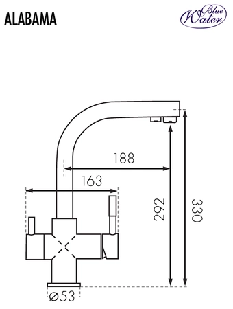 Bateria trójdrożna dwuobwodowa Alabama 44 Czarna /Black Blue Water z podłączeniem filtra wody