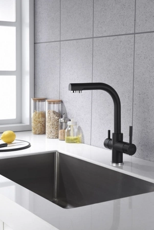 Bateria trójdrożna dwuobwodowa Alabama 44 Czarna /Black Blue Water z podłączeniem filtra wody