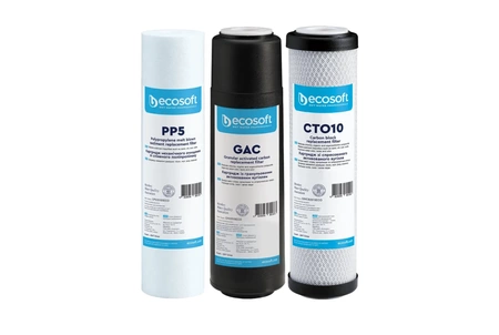 Zaawansowany zestaw filtrów wstępnych do filtra odwróconej osmozy. Zestaw półroczny Ecosoft CHV3ECO
