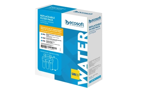 Zaawansowany zestaw filtrów wstępnych do filtra odwróconej osmozy. Zestaw półroczny Ecosoft CHV3ECO