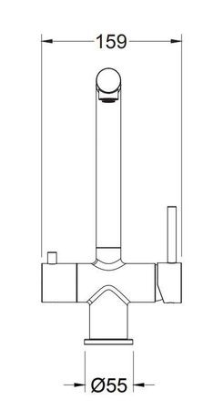 Crystal chrom Bateria czterodrożna z wylewką 360 Crystal Chrom Blue Water z podłączeniem wody filtrowanej