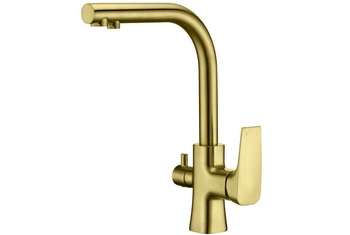 Bateria trójdrożna dwuobwodowa Antyczny Mosiądz Blue Water - Z Podłączeniem Filtra Wody